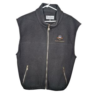 Vintage Whistler Black Fleece Gold Logo Embroidered Zip Up Vest Men's XL
